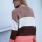 Woven Right Color Block V-Neck Button Down Cardigan