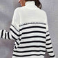 Striped Turtleneck Drop Shoulder Sweater - Deals DejaVu