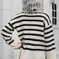 Striped Turtleneck Drop Shoulder Sweater - Deals DejaVu
