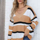 Color Block V-Neck Dropped Shoulder Sweater
