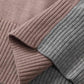 Double Take Color Block V-Neck Ribbed Trim Sweater
