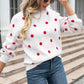 Woven Right Polka Dot Round Neck Dropped Shoulder Sweater