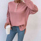 Quarter-Button Slit Sweater