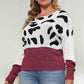 Plus Size Leopard Round Neck Long Sleeve Sweater - Deals DejaVu