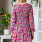 Floral Smocked V-Neck Flounce Sleeve Dress (MWBT) T - Deals DejaVu