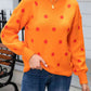 Woven Right Polka Dot Round Neck Dropped Shoulder Sweater