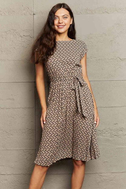 Round Neck Tie Waist Dress (MWBT) T - Deals DejaVu