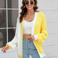 Open Front Contrast Color Balloon Sleeve Cardigan