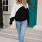 Two-Tone Round Neck Ribbed Sweater - Deals DejaVu