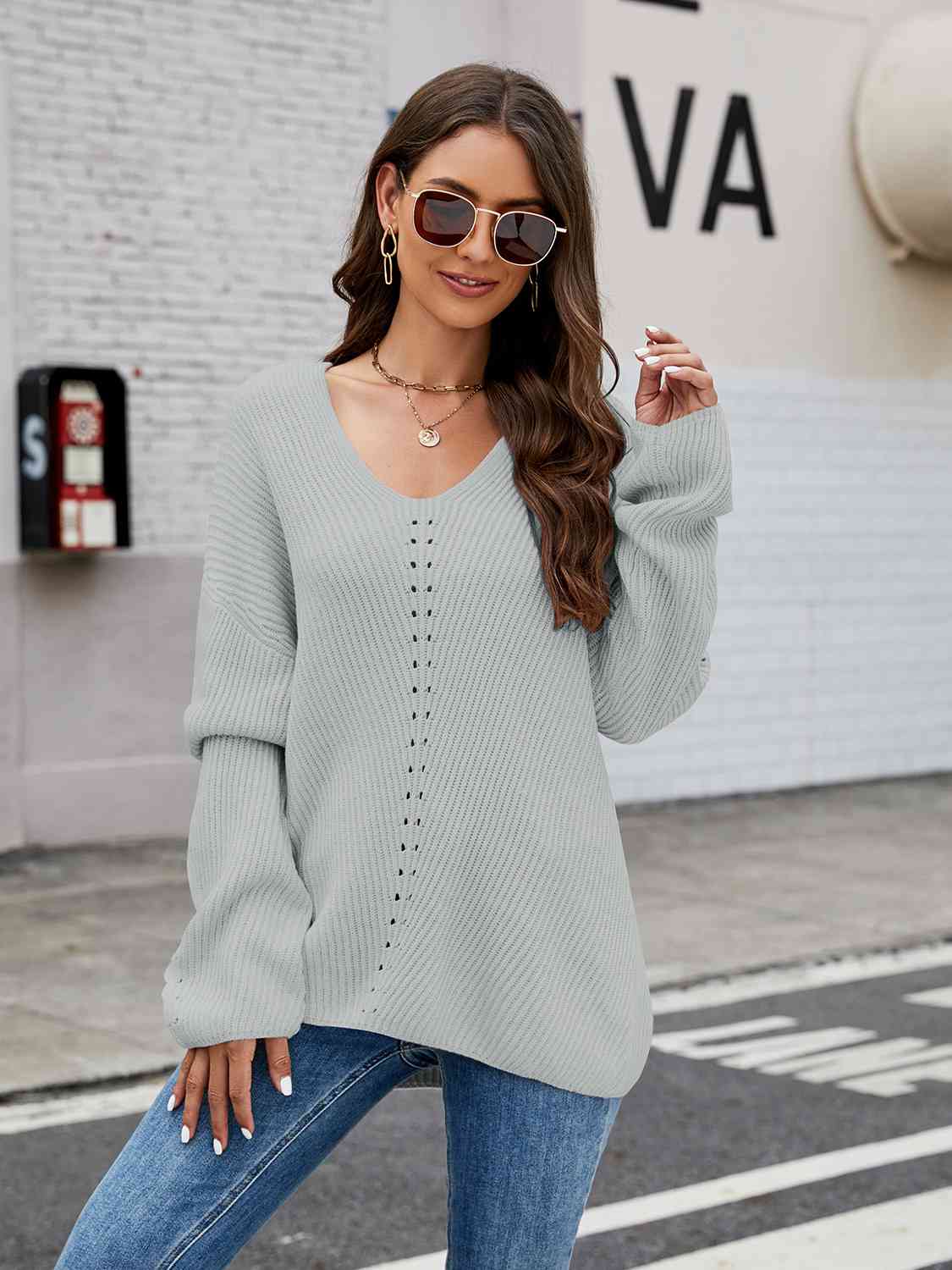 V-Neck Rib-Knit Top - Deals DejaVu