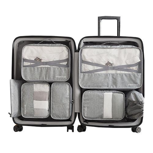 7 Pcs/Set Men Travel Bags - Clothes Shoes Underwear Suitcase Organizer Cosmetics Zipper Bag (D79)(LT9)