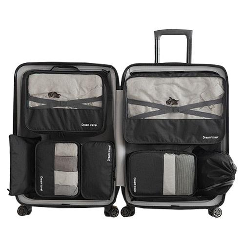 7 Pcs/Set Men Travel Bags - Clothes Shoes Underwear Suitcase Organizer Cosmetics Zipper Bag (D79)(LT9)