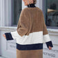 Tricolor Open Front Fuzzy Longline Cardigan - Deals DejaVu