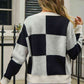 Plaid V-Neck Dropped Shoulder Cardigan - Deals DejaVu