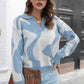 Two-Tone Johnny Collar Dropped Shoulder Pullover Sweater - Deals DejaVu