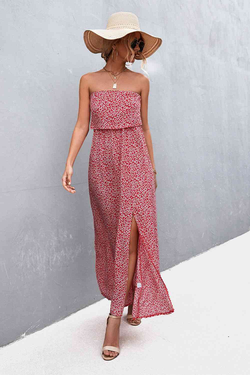 Strapless Split Maxi Dress (BWMT) T - Deals DejaVu