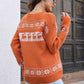 Reindeer & Snowflake Pattern Dropped Shoulder Pullover Sweater