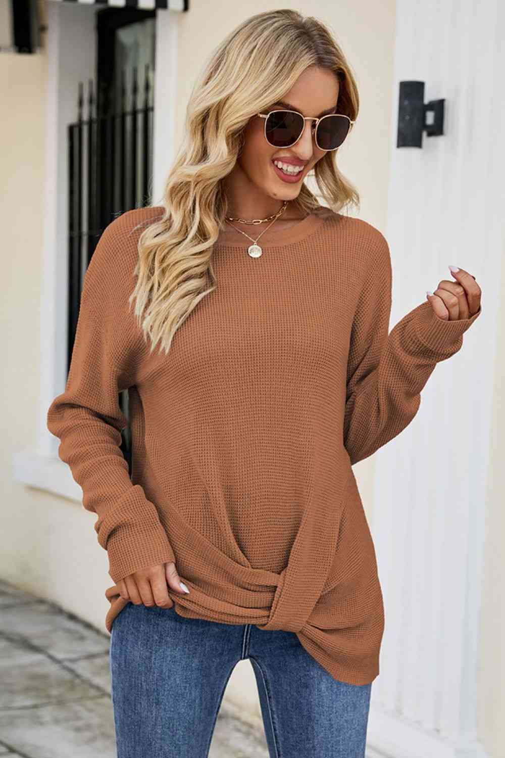 Twisted Round Neck Sweater - Deals DejaVu