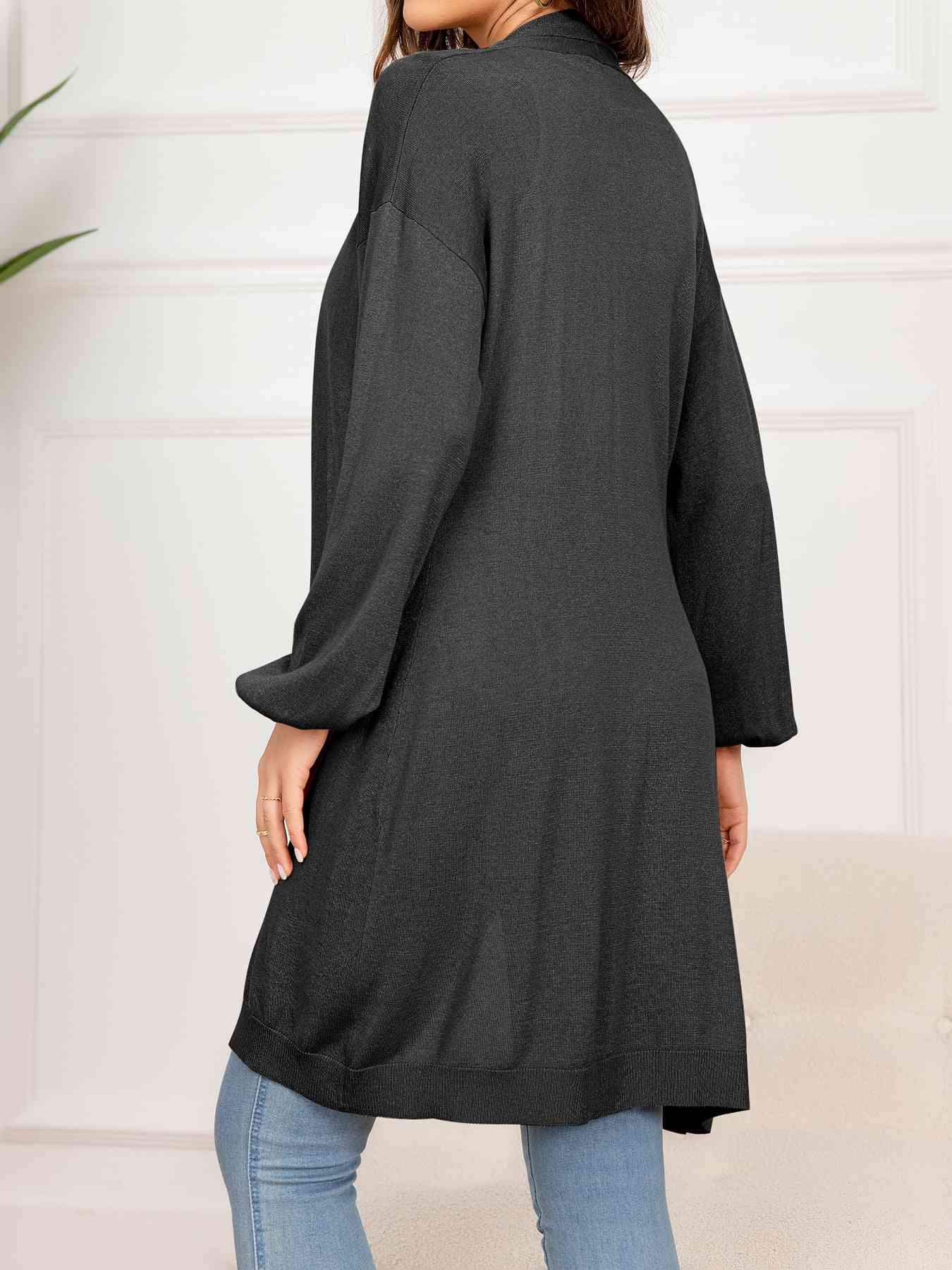 Dropped Shoulder Open Front Longline Cardigan - Deals DejaVu