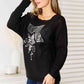 Double Take Sequin Graphic Dolman Sleeve Knit Top - Deals DejaVu