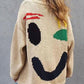 Contrast Drop Shoulder Long Sleeve Sweater