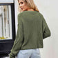 Cable-Knit Round Neck Dropped Shoulder Sweater - Deals DejaVu