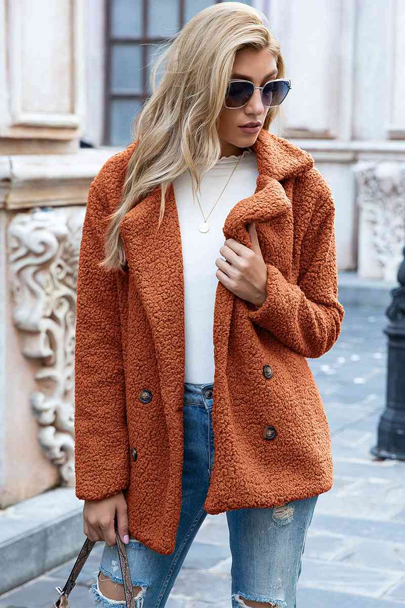 Full Size Lapel Collar Sherpa Coat (BFD) T - Deals DejaVu