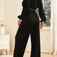 Round Neck Balloon Sleeves Top and Pants Set