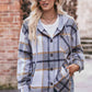 Plaid Dropped Shoulder Hooded Jacket (BFD) T - Deals DejaVu