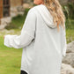Plus Size Button Up Drawstring Long Sleeve Hoodie