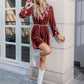 V-Neck Long Sleeve Mini Dress (MWBT) T - Deals DejaVu