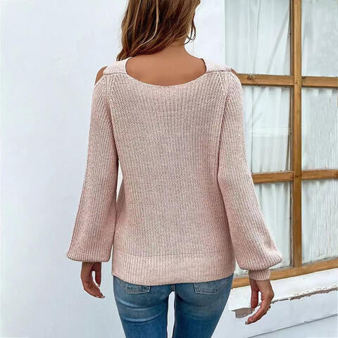 Crisscross Cold-Shoulder Sweater - Deals DejaVu