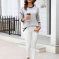 Round Neck Long Sleeve Waffle-Knit Sweater - Deals DejaVu