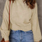 Ribbed Trim Balloon Sleeve Sweater - Deals DejaVu