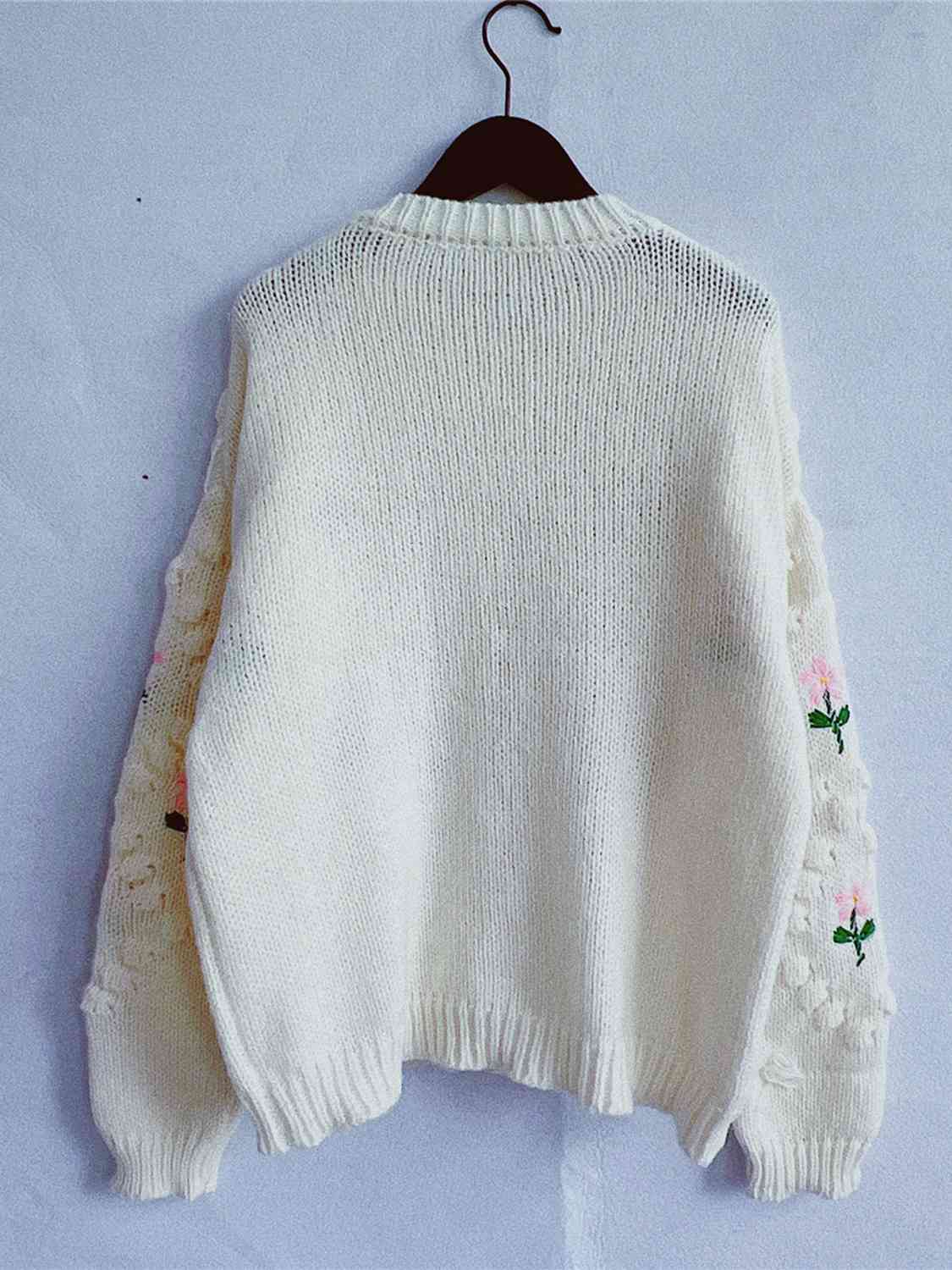 Floral Button Up Round Neck Long Sleeve Cardigan - Deals DejaVu