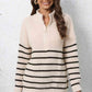 Mock Neck Long Sleeve Zip-Up Sweater