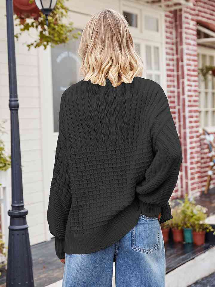 Round Neck Dropped Shoulder Sweater - Deals DejaVu