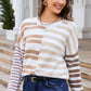 Striped Round Neck Dropped Shoulder Sweater