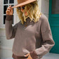 Chevron Ribbed Trim Dropped Shoulder Knit Pullover