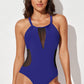 Spliced Mesh Halter Neck One-Piece Swimsuit (TB10D) T