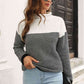 Two-Tone Mock Neck Dropped Shoulder Pullover Sweater - Deals DejaVu