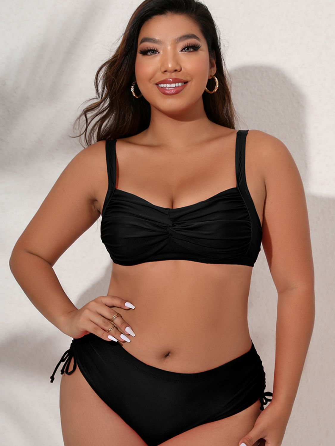 Plus Size Twist Front Tied Bikini Set (TB9D) T - Deals DejaVu