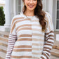 Striped Round Neck Dropped Shoulder Sweater