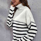 Striped Turtleneck Drop Shoulder Sweater - Deals DejaVu