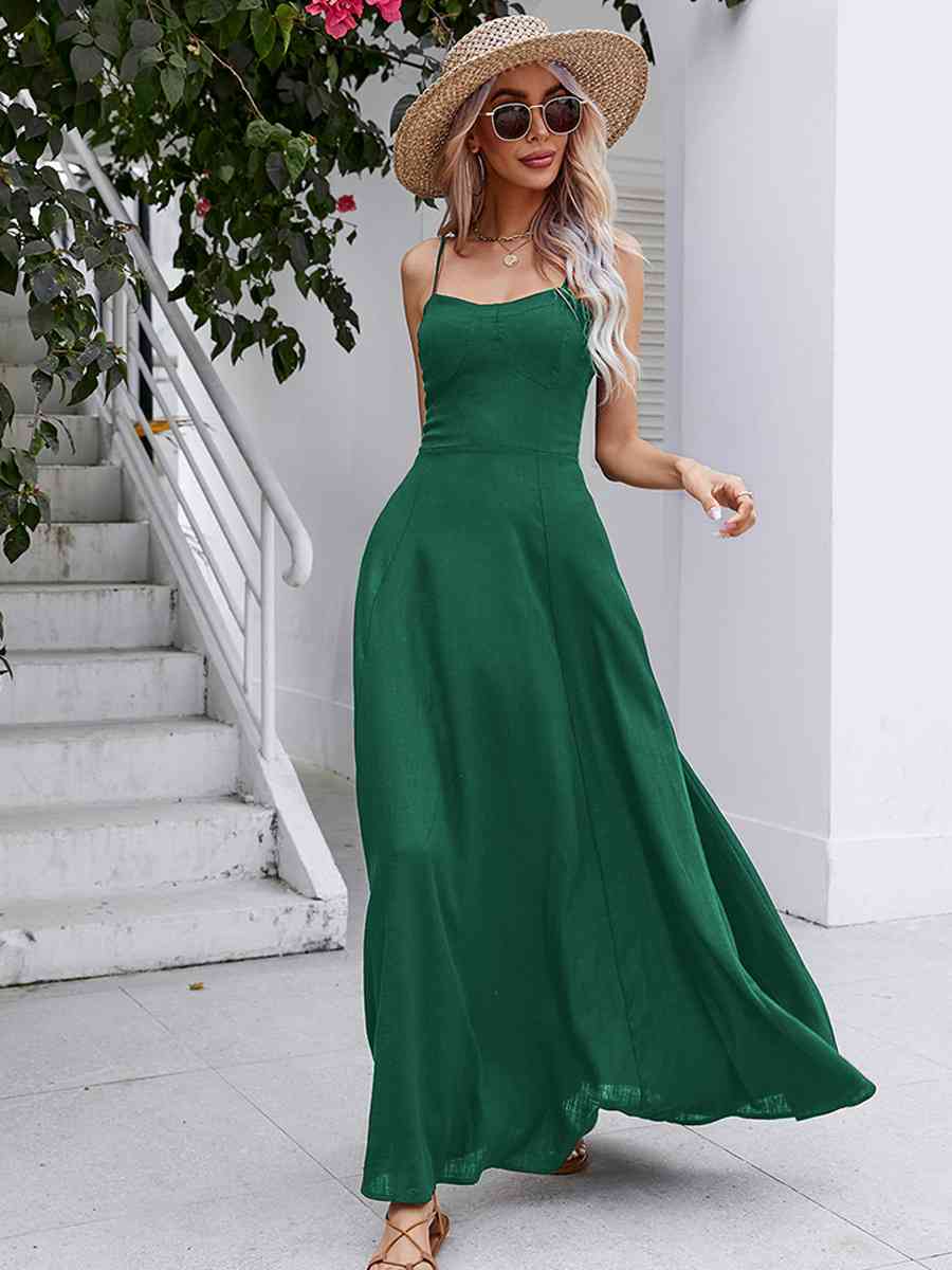 Spaghetti Strap Lace-UP Maxi Dress (BWMT) T - Deals DejaVu