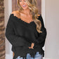 Frayed Hem Dropped Shoulder Sweater - Deals DejaVu