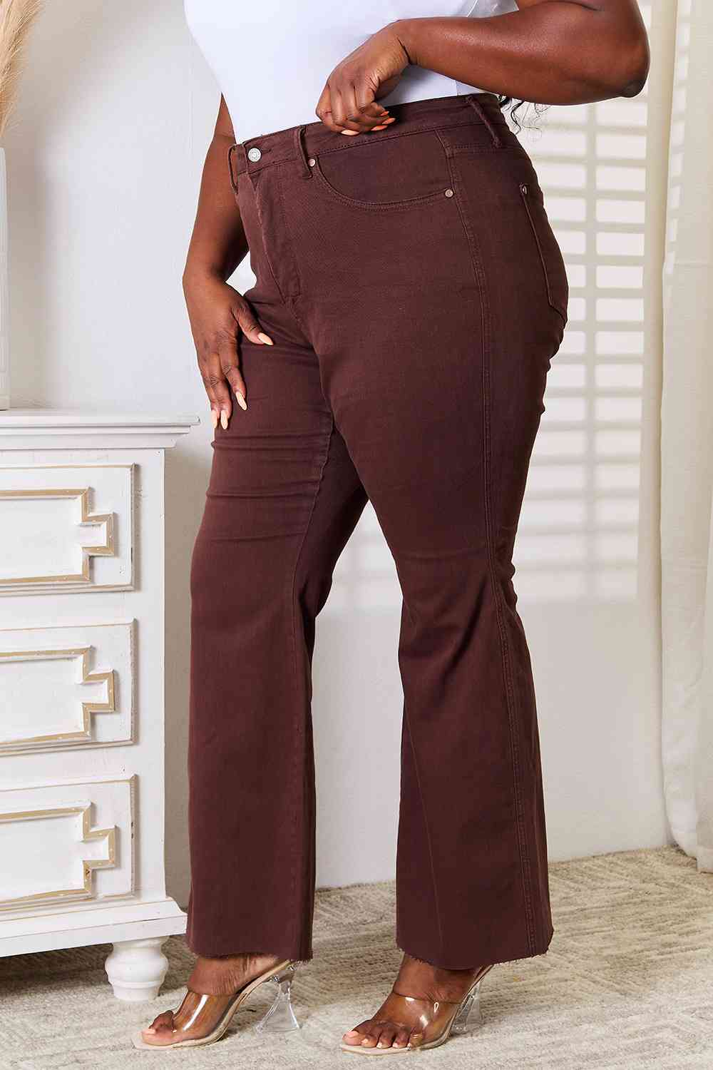 Judy Blue Full Size Tummy Control Garment Dyed Flare (BFD) T - Deals DejaVu