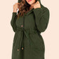 Plus Size Drawstring Waist Hooded Cardigan with Pockets - Deals DejaVu