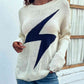 Lightning Graphic Distressed Sweater