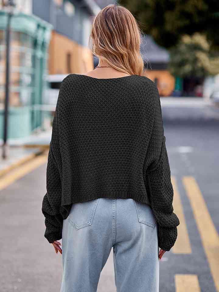 Round Neck Cable-Knit Sweater - Deals DejaVu